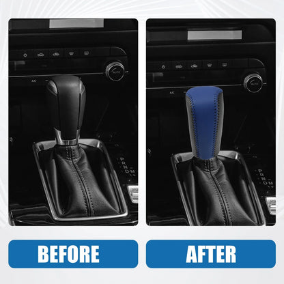Gear Shift Head Knob Cover for Honda Civic (2016–2021) Black Blue Stitches