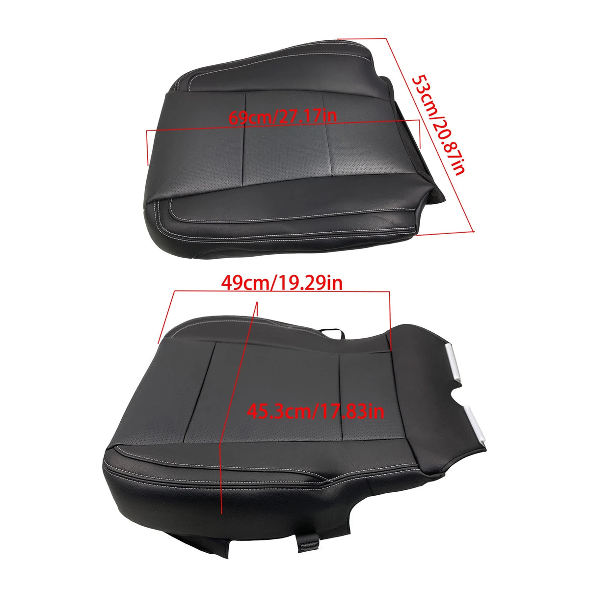 Set of 2 Black Leather Seat Covers for Ford F150 (2015–2017) BCK16775K