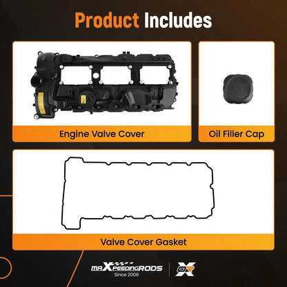 Valve Cover with Gasket Kit for BMW 135i 335i 535i 640i 740i X3 X5 (2007–2019)