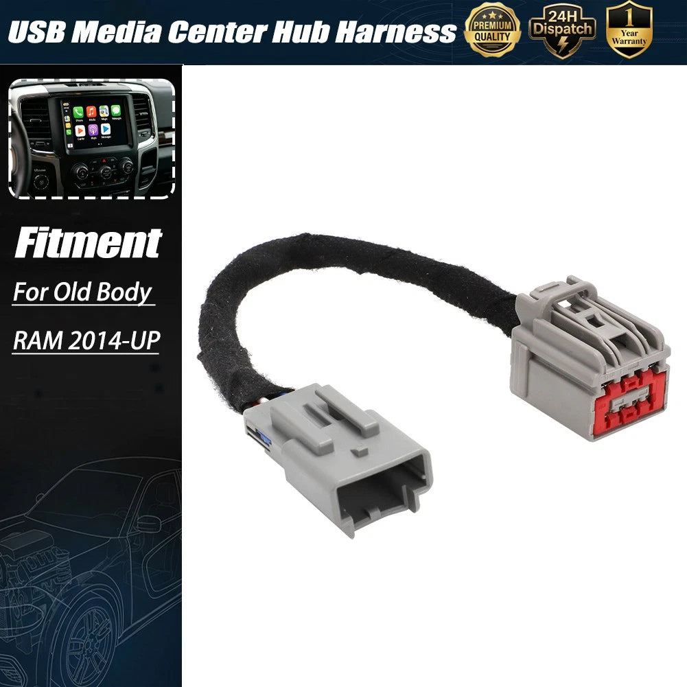 USB Media Center Hub Upgrade Wiring Harness Adapter for Ram Classic (2014–Present)