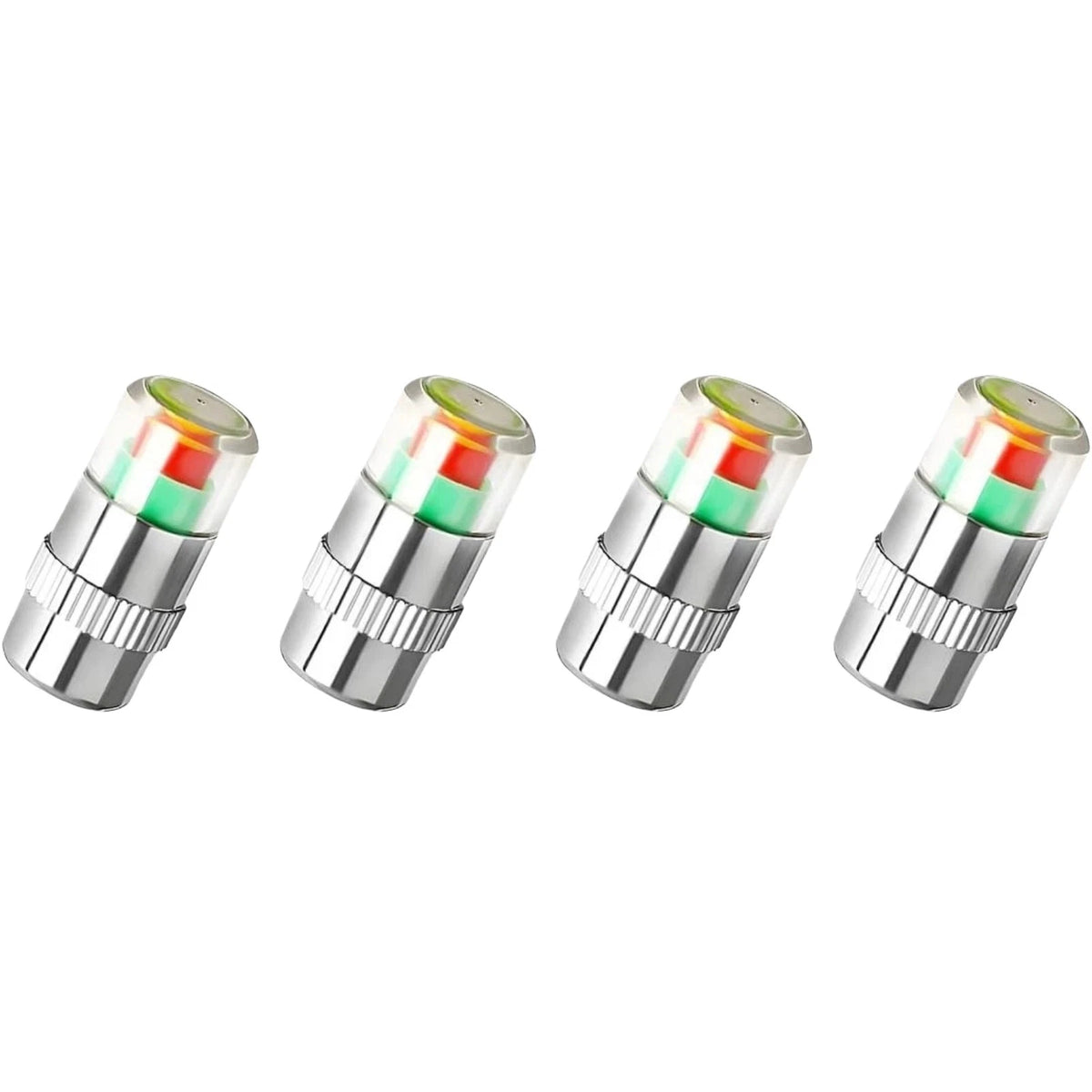 Set of 4 Tire Pressure Monitor Valve Caps for Visual Alarm Detection