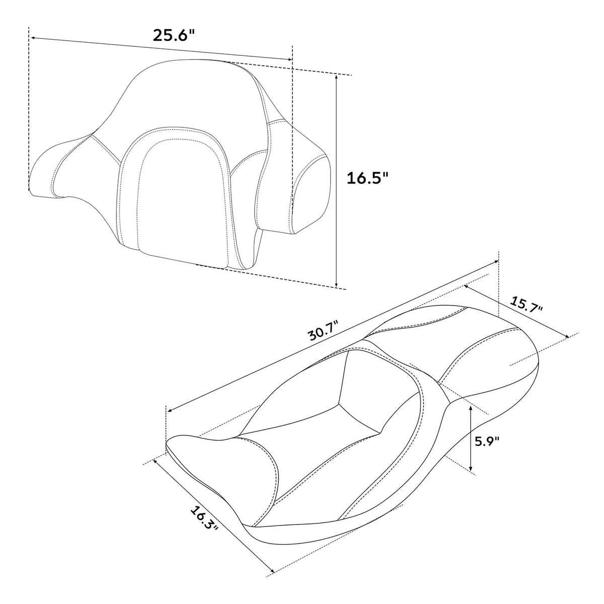 Driver Passenger Seat King Backrest for Harley Touring Road Glide (2014–2023)