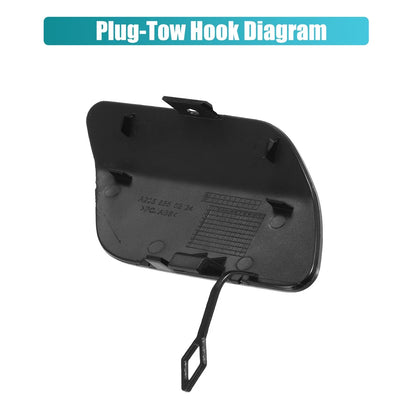 Rear Bumper Tow Hook Cap for Mercedes Benz C-Class W205 (2015–2021) No.A2058850224 Black