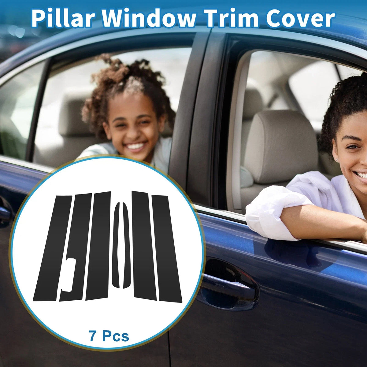 7pcs Door Pillar Window Trim for Ford Maverick (2022–2023) Black