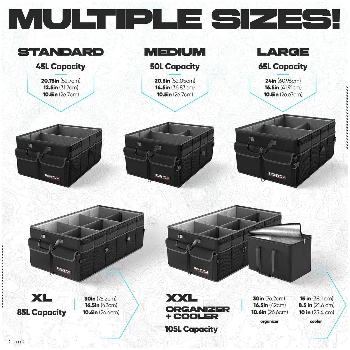 Trunk Organizer with Cooler for SUV (105L)