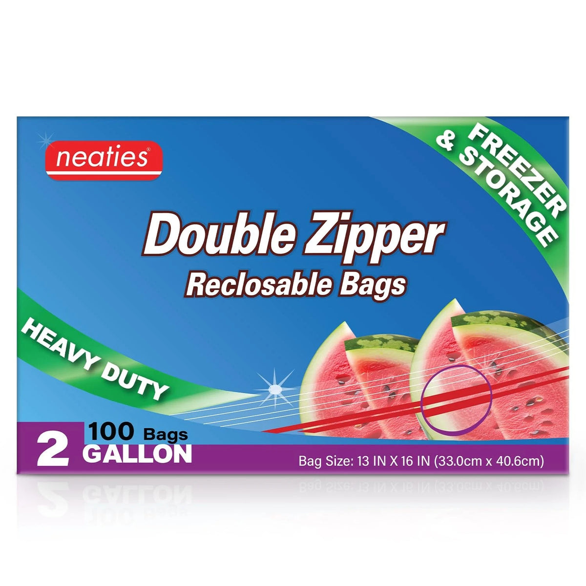 2 Gallon Resealable Bags for Heavy Duty Freezer Storage (XL)
