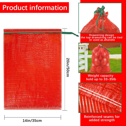16 Pack Red Mesh Onion Bags for Various Uses (20x14in)