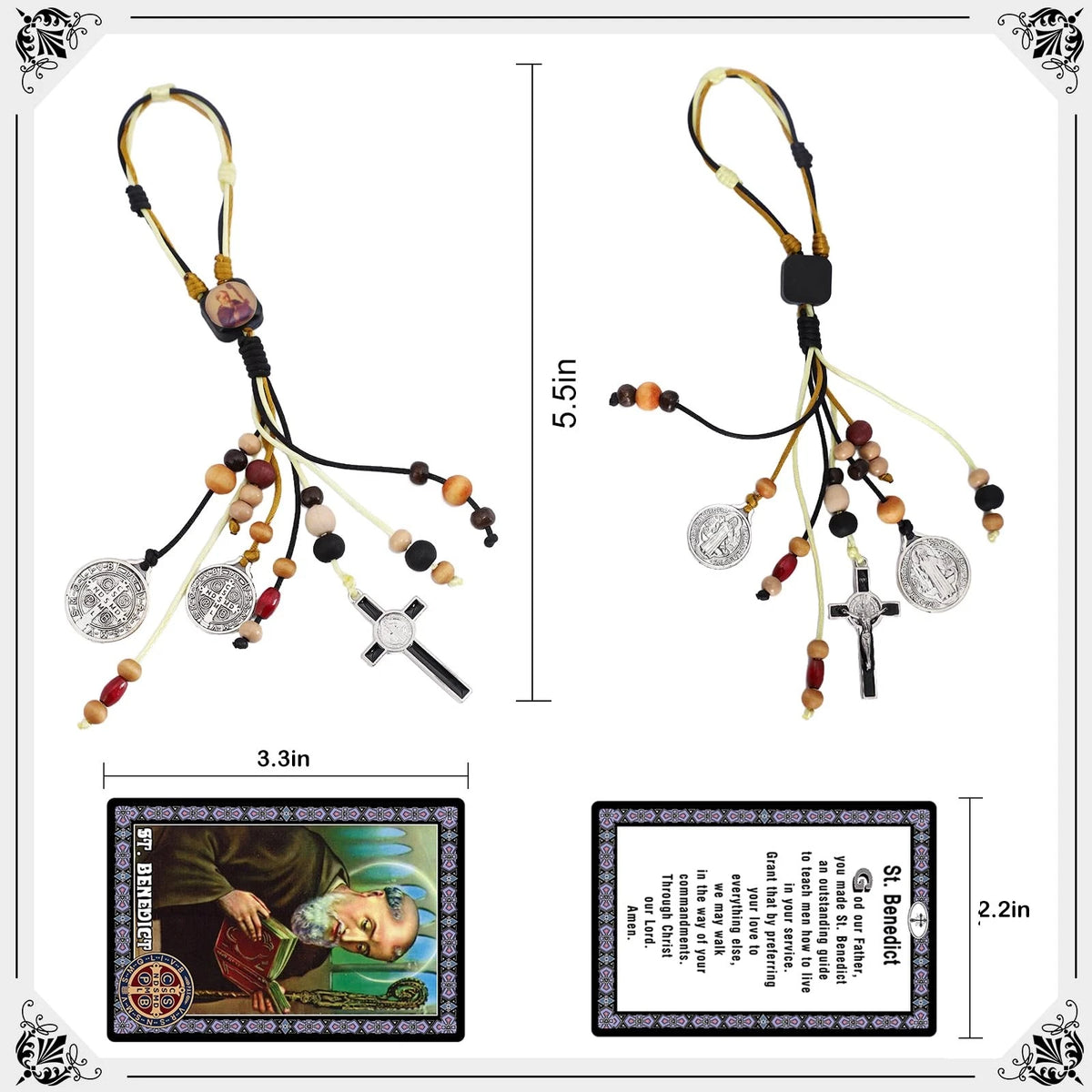 St Benedict Medals for Door with Saint Prayer Cards Home Black