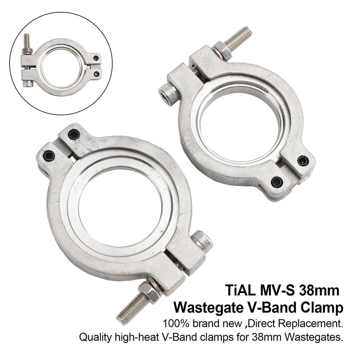 2PC TiAL MV-S 38mm Wastegate V-Band Clamp Set for Universal Applications