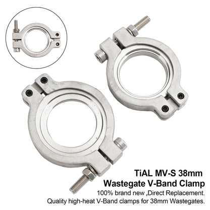 2PC TiAL MV-S 38mm Wastegate V-Band Clamp Set for Universal Applications