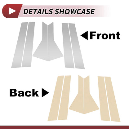 6 Pcs Door Pillar Window Trim for Ford Escape (2020–2023) Silver Tone