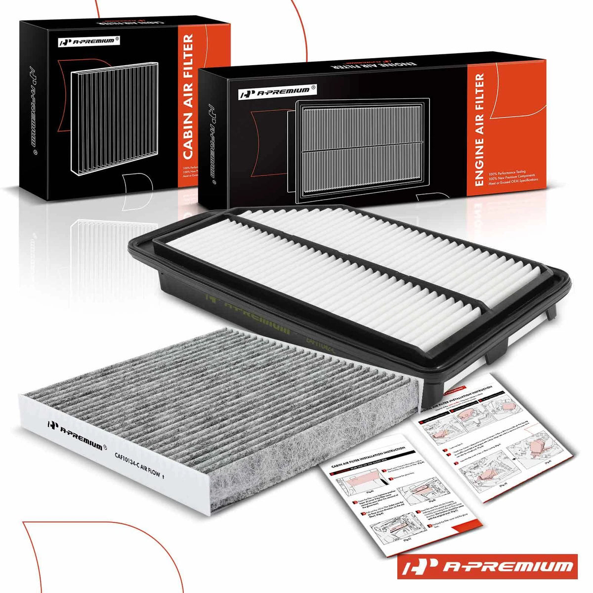 Set of 2 Engine & Cabin Air Filters for Honda Odyssey (2011–2017) CF159, CAF1781, PC5519