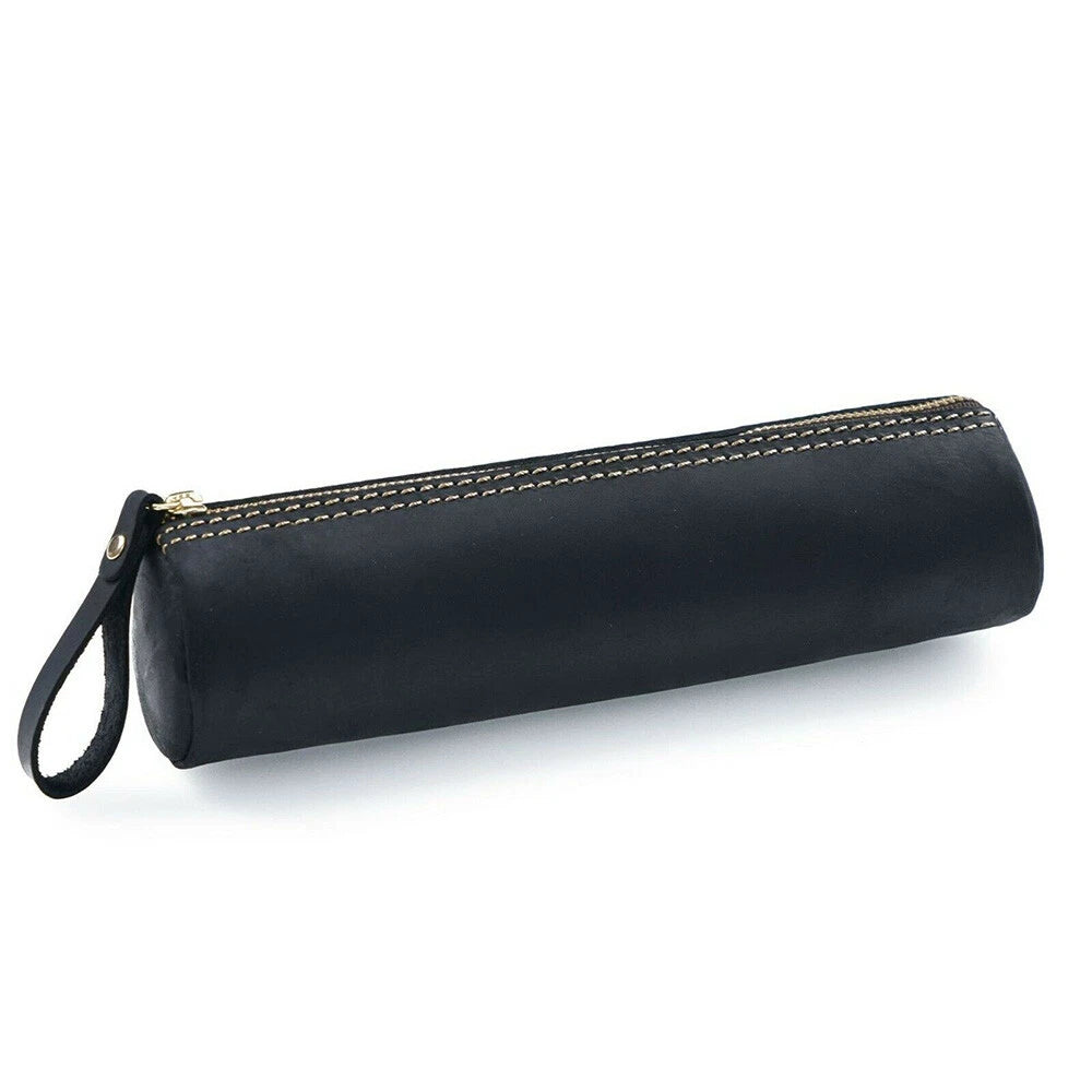 Leather Pen Pouch Zipper Case for Handmade Cowhide Stationery (US)