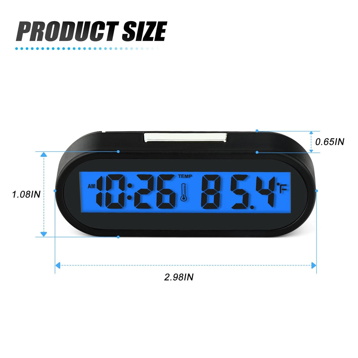 2X Car Clocks with Temperature for Universal Use (LED, Blue)