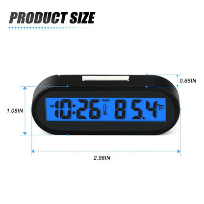 2X Car Clocks with Temperature for Universal Use (LED, Blue)
