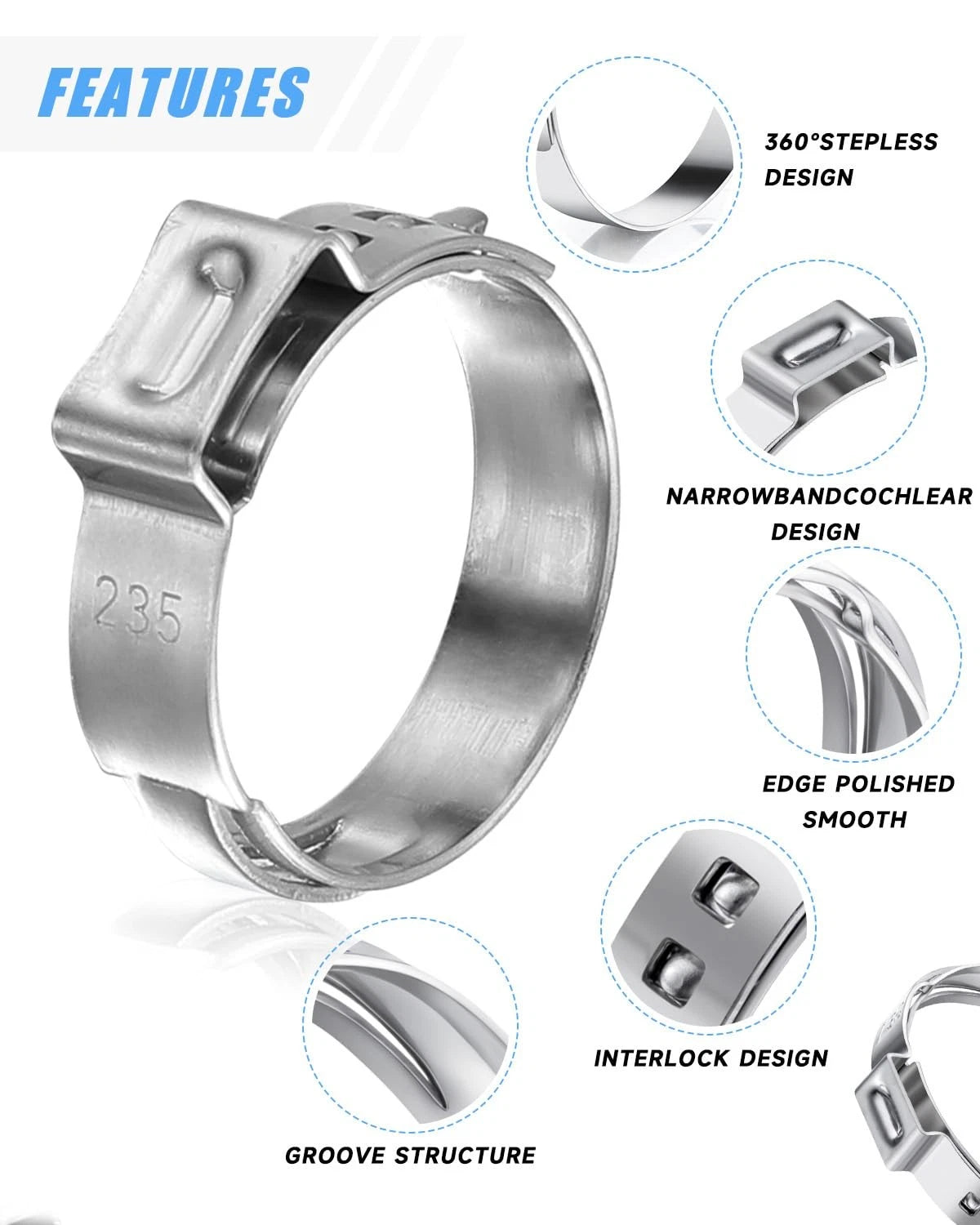 120PCS Hose Clamp Kit for Various Applications (304 Stainless Steel)