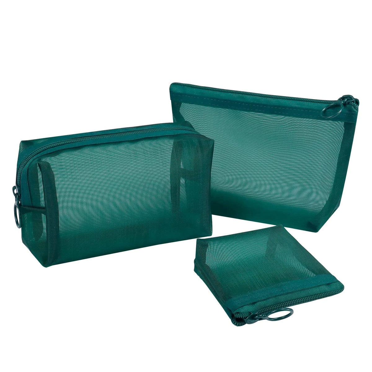 3-Pack Mesh Cosmetic Bag Set for Travel/On-The-Go Makeup Storage