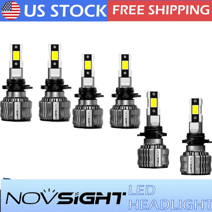 Set of 6 LED Headlight Bulbs 9005 9006 H11 for