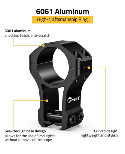 1 Inch Dovetail Scope Rings Mount for 3/8 or 11mm High (Black)