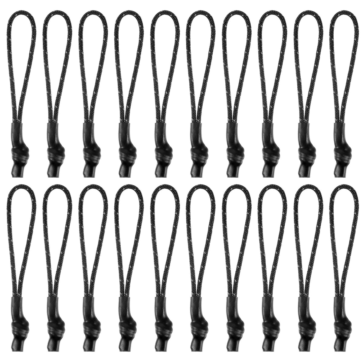 20 Pcs Black Zipper Pull Replacement Universal Cord