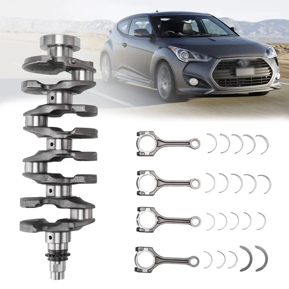 Crankshaft Assembly + Connecting Rod + Bearings Kit for Hyundai Kia 1.6L Turbo