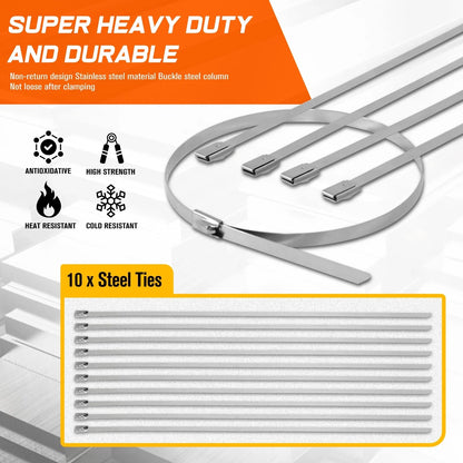 50FT 2" Fiberglass Exhaust Header Heat Wrap +10 Steel Ties for Universal