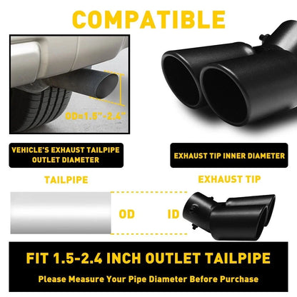 Exhaust Pipe Tip for Car (Stainless Steel, Round, Black)