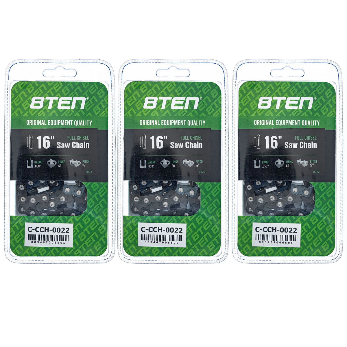 3-Pack Chainsaw Chain 16 Inch .050 3/8 60DL for Homelite 30 (501842660)