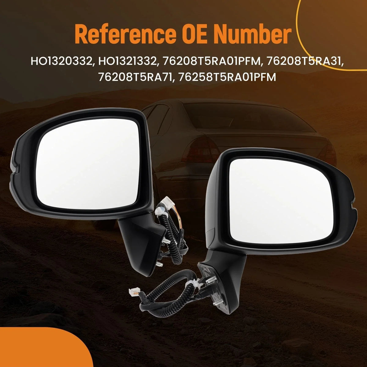 Set of 2 Car Mirrors for Honda Sport LX EX (2015–2020) HO1320332 Power Adjust