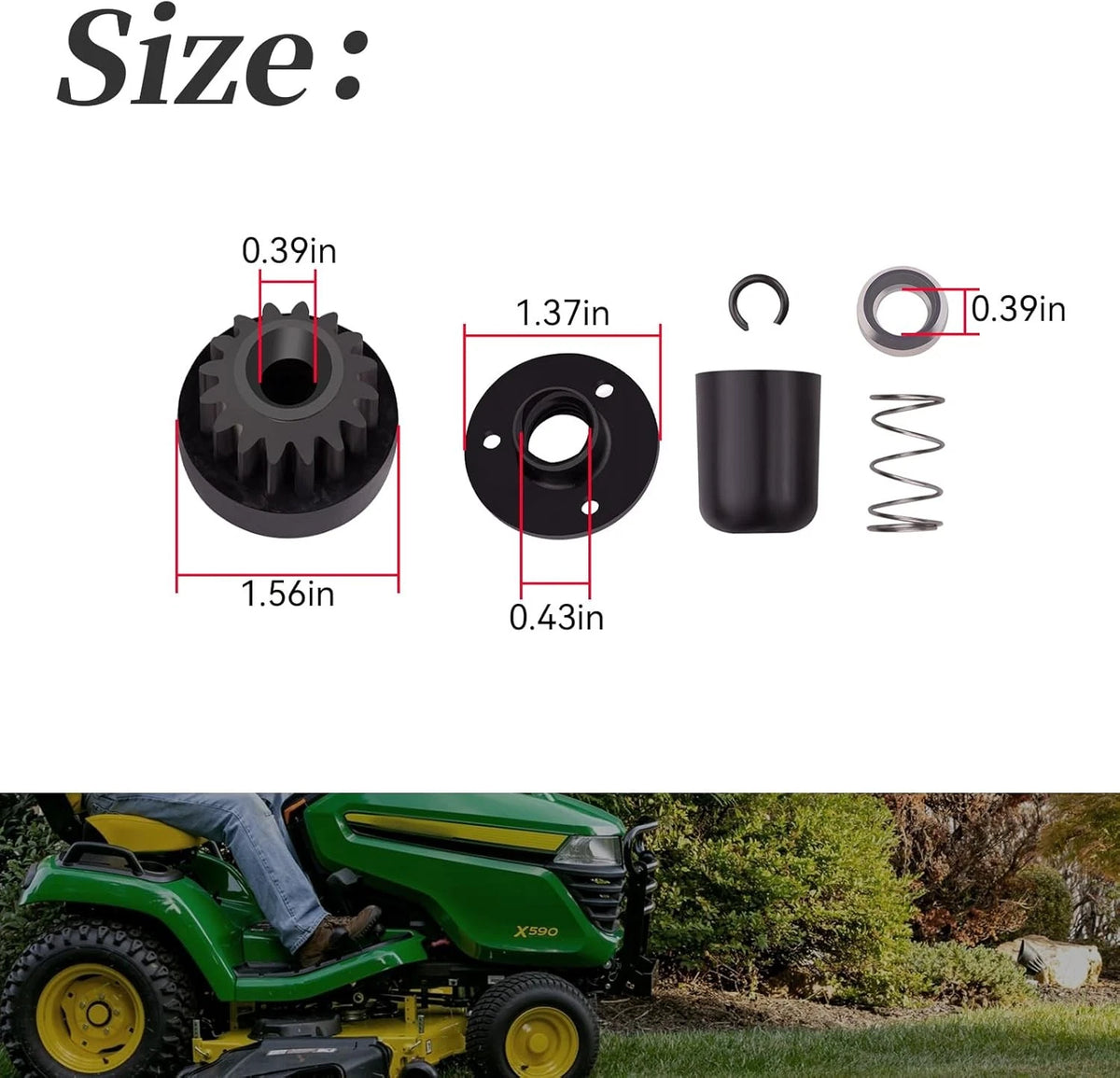 Drive Pinion Kit for Tecumseh TVM125-TVM140 HSK50-HSK70 H50-H70 CCW 16-Tooth