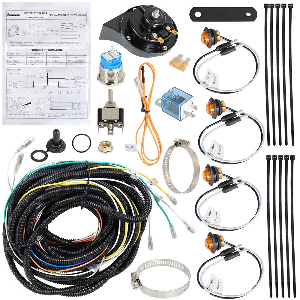 LED Turn Signal Light Kit with Horn for John Deere Gator TE (2008) B0401-00901BK
