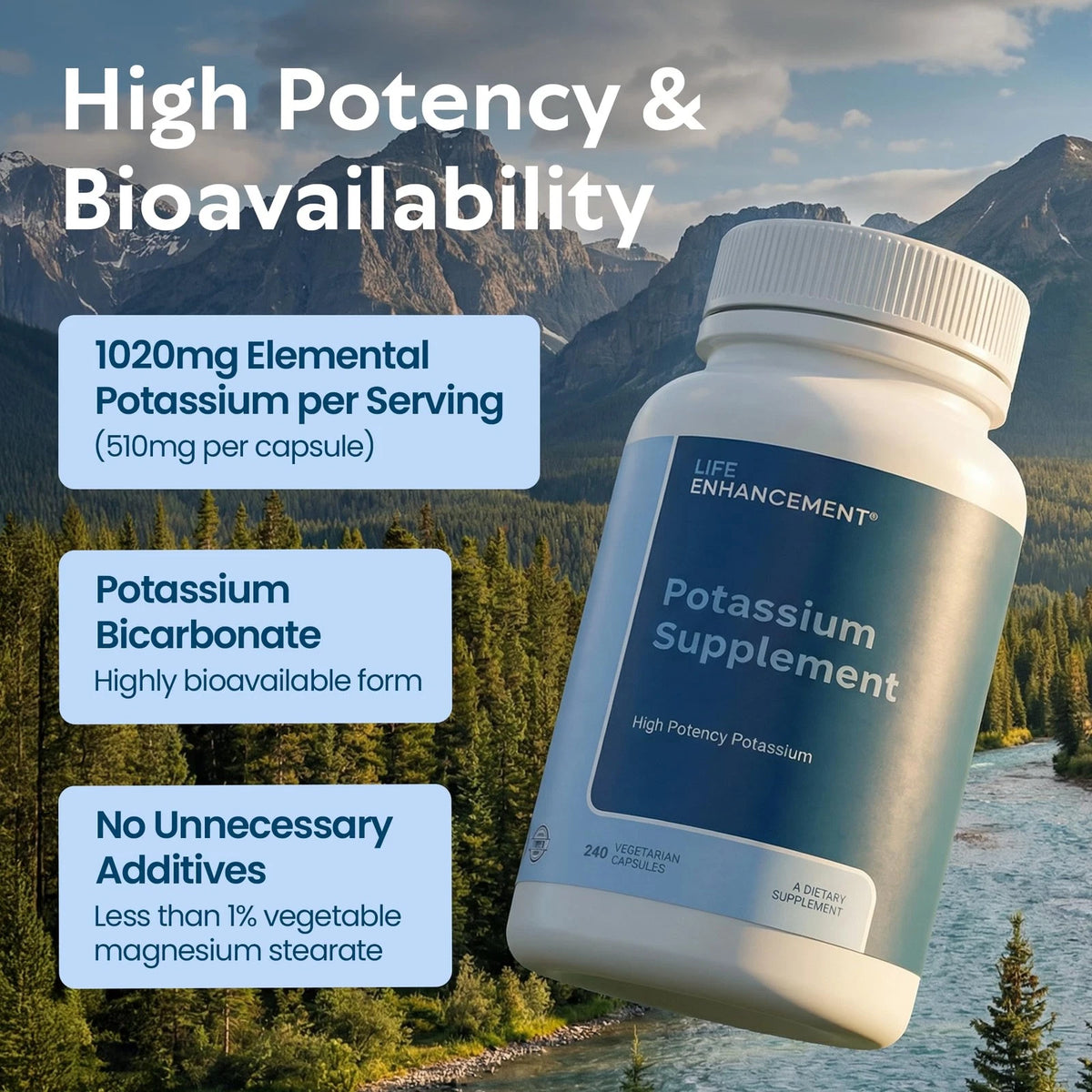 1020 mg Potassium for Life Enhancement (240 Count)