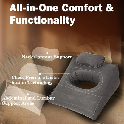 Inflatable Triangle Velvet Wedge Cushion for Grey