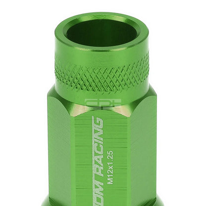 20 PCS Open End M12x1.25 50mm Tall Green Aluminum Lug Nuts + Adapter