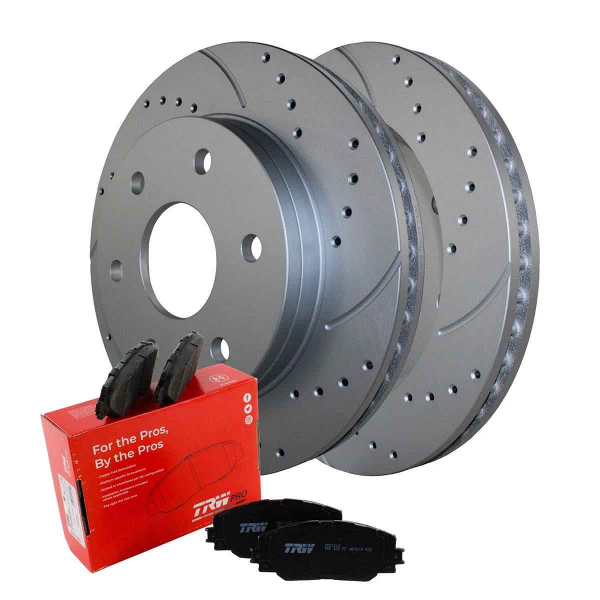 Front Brake Kit Set of 4 Drilled Rotors & TRW Metallic Pads for Silverado Sierra 1500 (2007–2013)