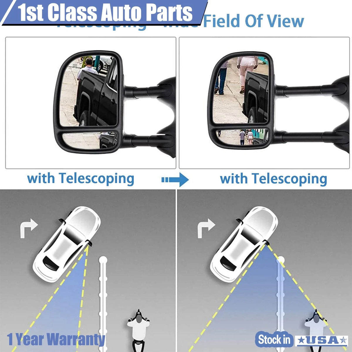 Right Towing Manual Mirror for Ford F-250 F-350 F-450 Super Duty (1999–2007)
