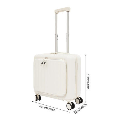 18" White Boarding Suitcase with Wheels for Business Travel