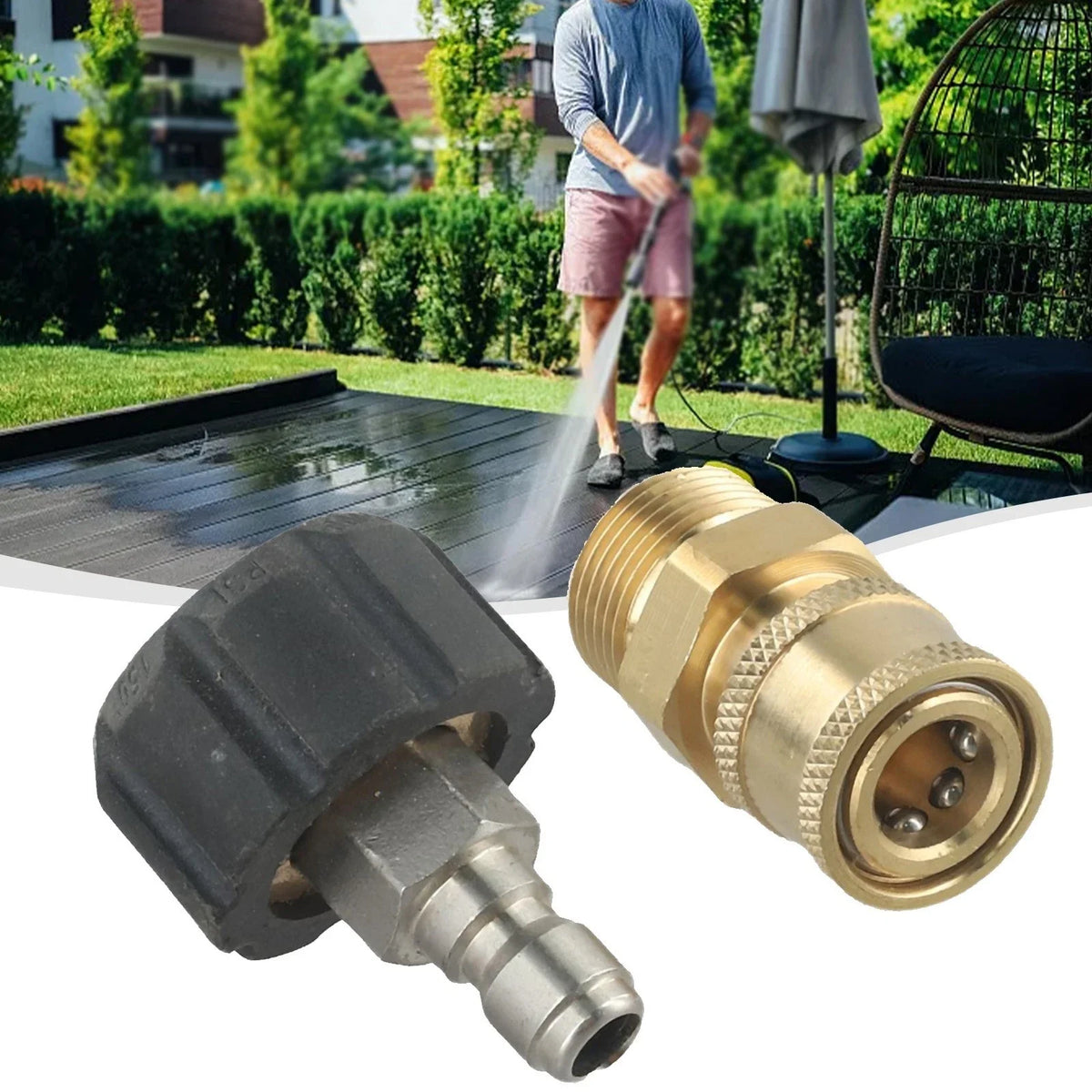 Pressure Washer Adapter 15mm M22 for Spray Tool Hose (5000 PSI)