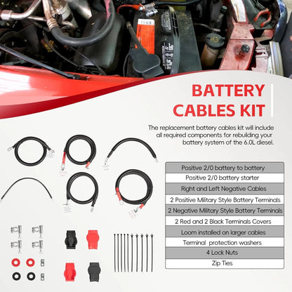 Battery Cable Kit 4437-90 for Ford Superduty F250 F350 F450 (2003–2007)