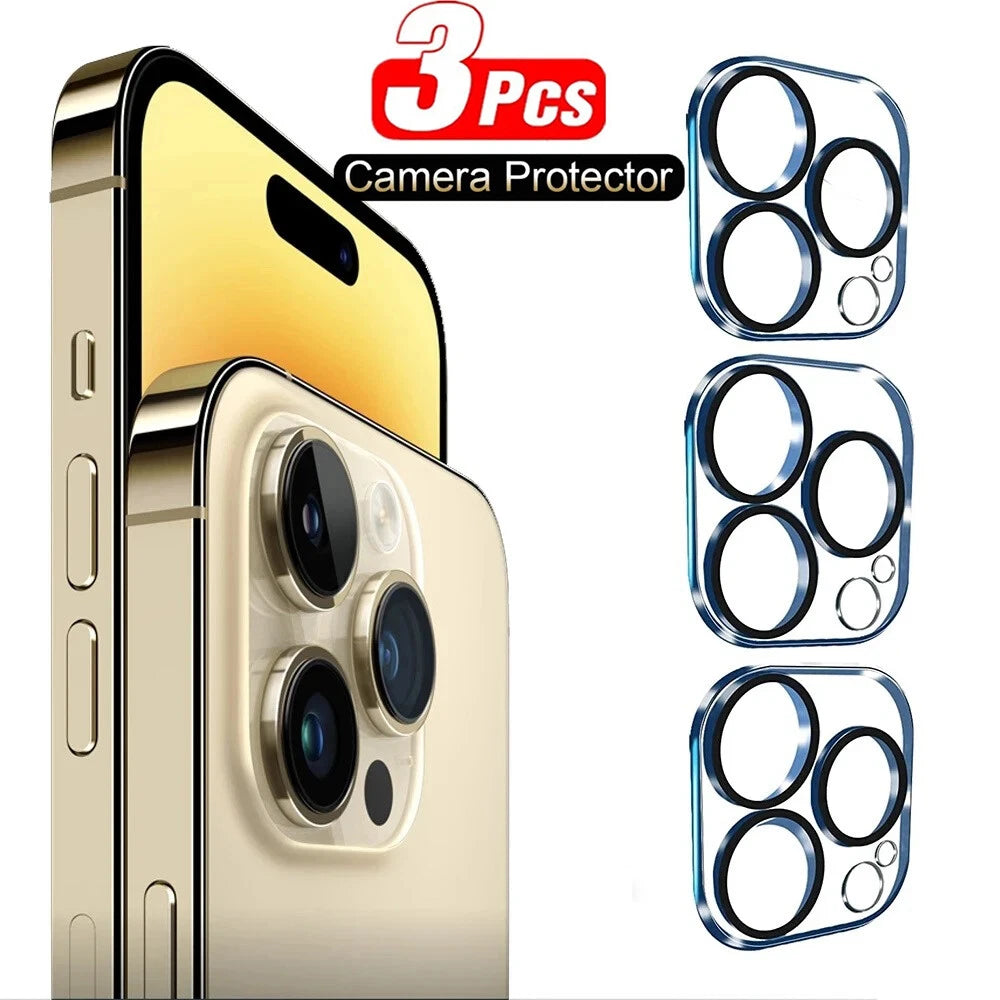 3 Pack Tempered Glass Camera Lens Cover for iPhone 14 13 12 11 Pro Max
