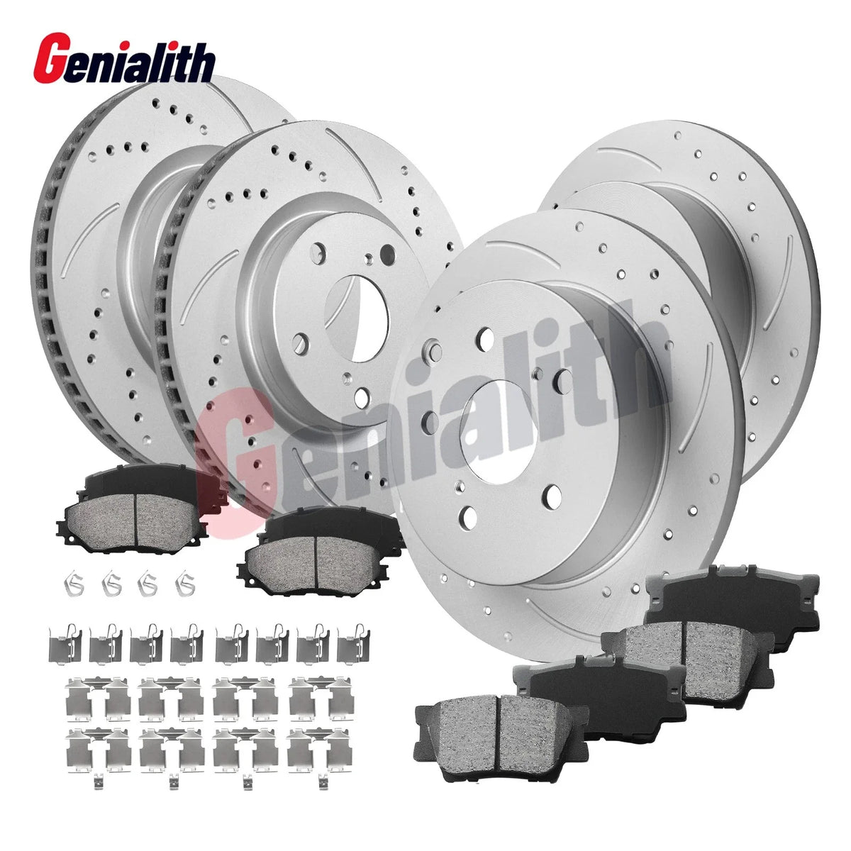 Set of 4 Brake Rotors + Ceramic Brake Pads for Toyota RAV4 (2006–2018)