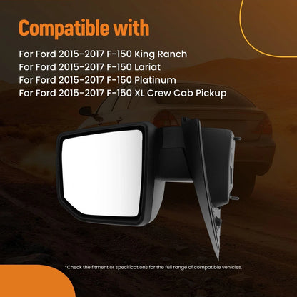 Right Side Mirror for Ford F-150 (2015–2017) Blind Spot FL3Z17682FA