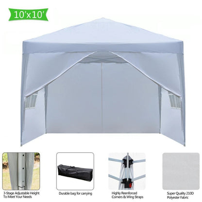 10'x10' White EZ Pop Up Party Tent Outdoor Canopy