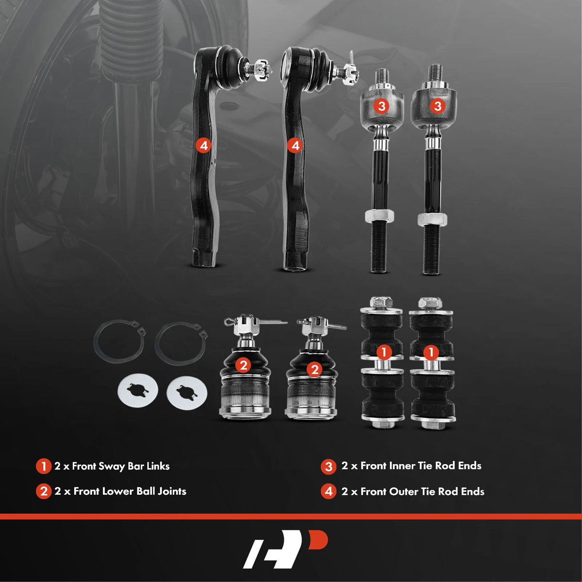 Set of 8 Ball Joints & Sway Bar for Honda Civic (1996–2000) K9802, K90123, EV367, ES2943R, ES2946L