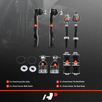 Set of 8 Ball Joints & Sway Bar for Honda Civic (1996–2000) K9802, K90123, EV367, ES2943R, ES2946L