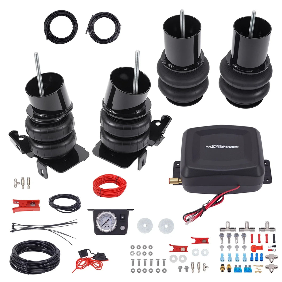 Set of 4 Air Ride Bags with Compressor for Chevy Impala Caprice (1977–1990)
