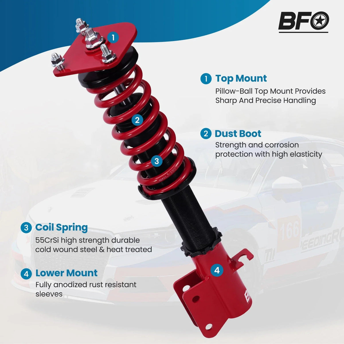 BFO Street Coilovers Suspension Lowering Kit for Mazda Protege 323 (1999–2003)