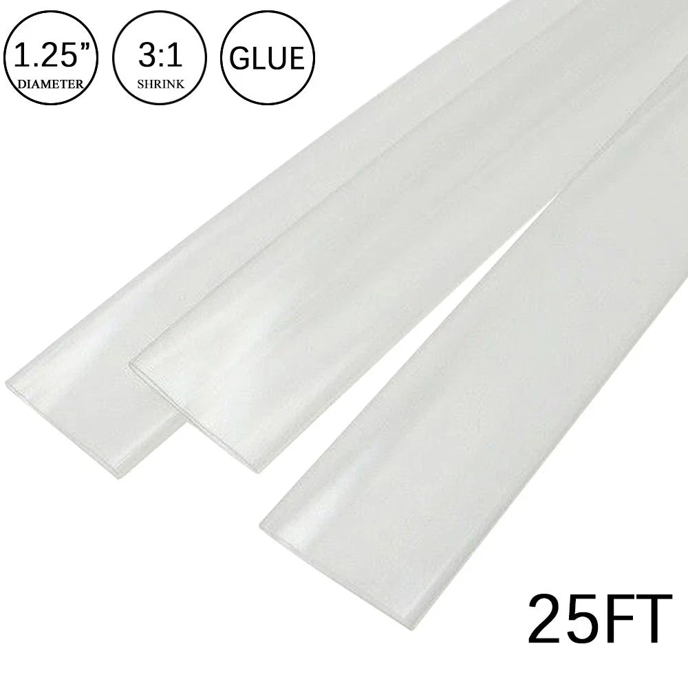 3:1 Heat Shrink Tubing for Wires (Clear, 1.25" x 25FT)