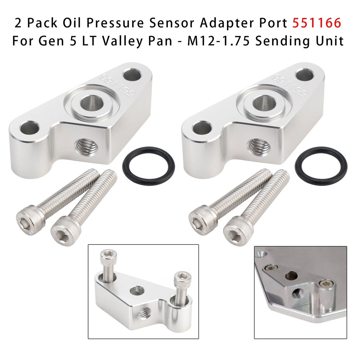 2 Pack Oil Pressure Sensor Adapter Port 551166 for Gen 5 LT Valley Pan