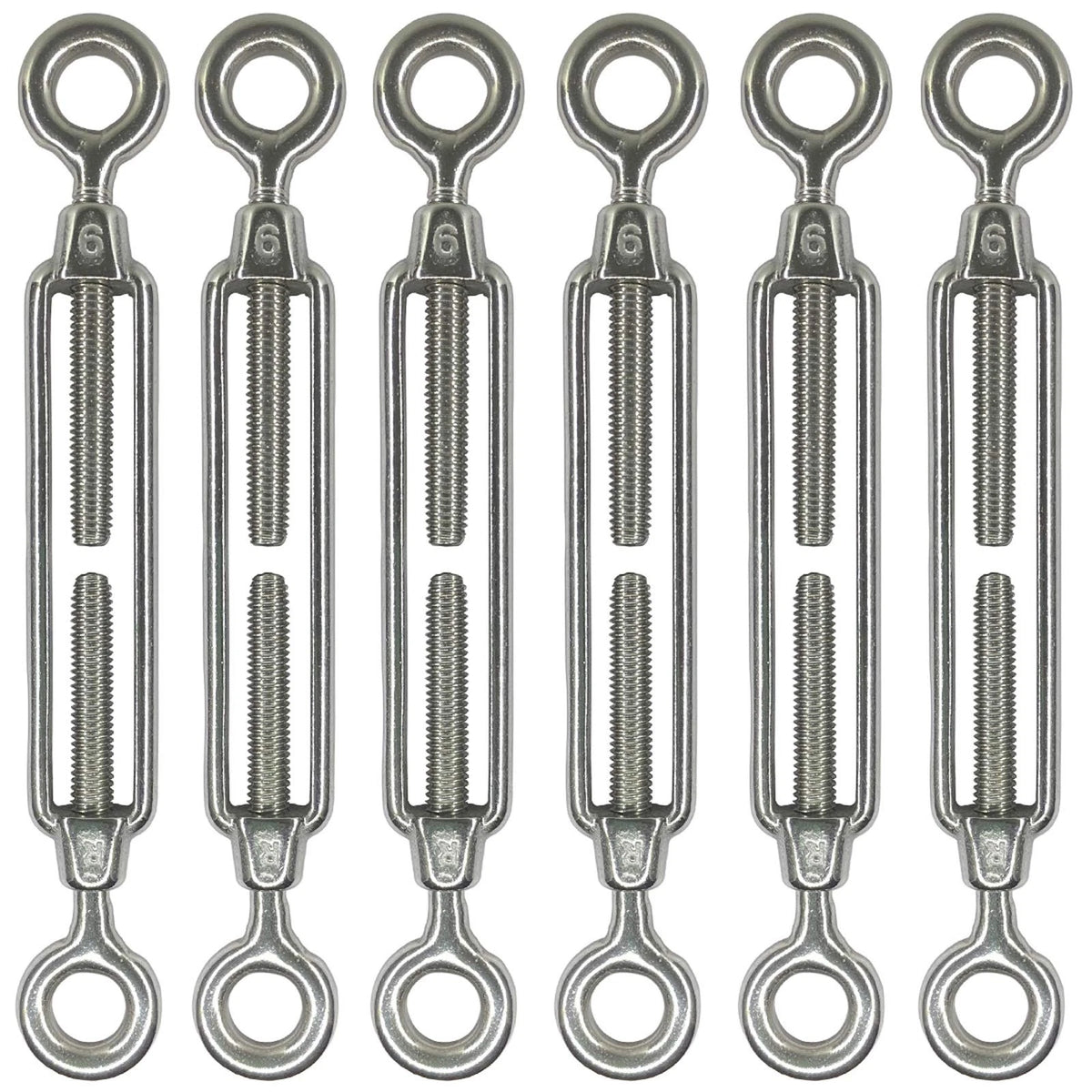 Set of 6 M6 Stainless Steel Eye and Turnbuckles for Shade